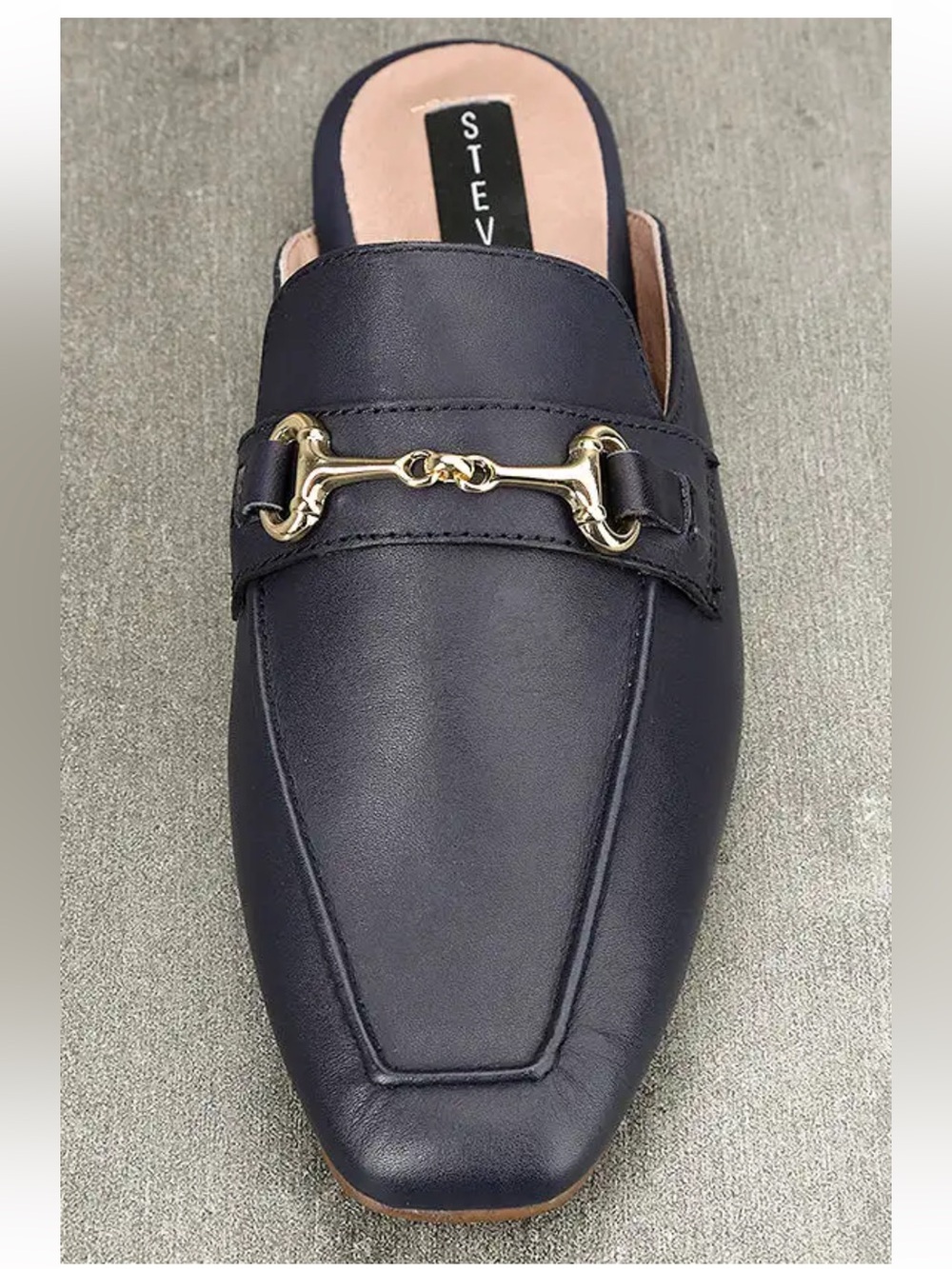 GUC Steve Madden Leather Backless Loafers in Navy with Horsebit Detail - Size 8 - Picture 5 of 12